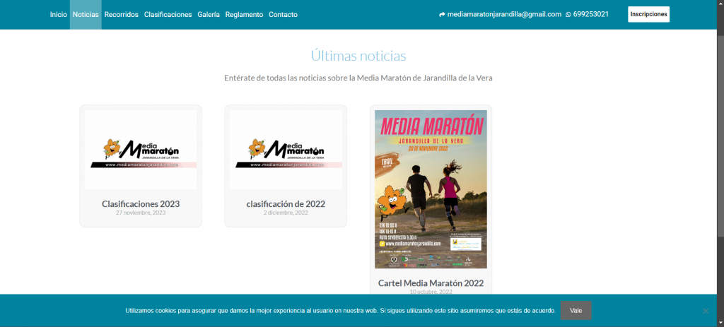 Diseño página web para Eventos Públicos en Salamanca