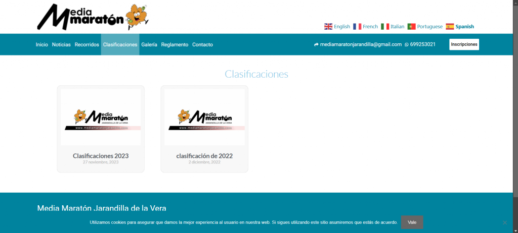 Diseño página web para Eventos Públicos en Salamanca